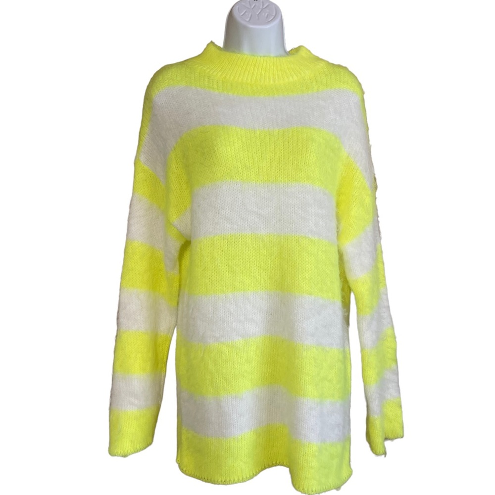 Abound Highlighter yellow and White Striped Sweater